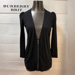 BURBERRY BRIT – Black Zip-Front Cardigan (S)